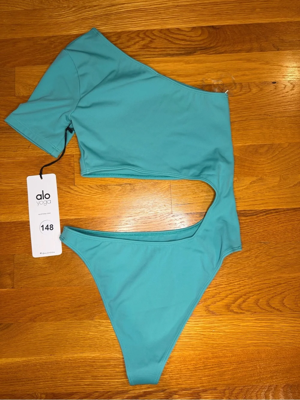 Alo Yoga Body Wave One Piece Ocean Teal XS NWT Cutout Bodysuit Swimwear - Picture 3 of 7